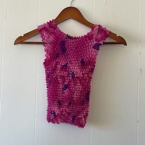 PS- 3983 Periscope Vintage 90's Pink Floral Scrunch Tank Top Y2K One Size